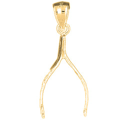 Yellow Gold-plated Silver Wish Bone Pendant