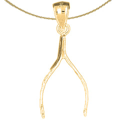 Sterling Silver Wish Bone Pendant (Rhodium or Yellow Gold-plated)