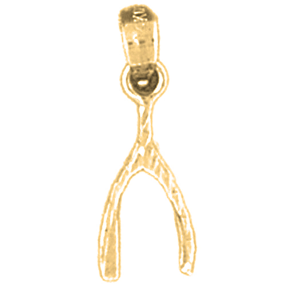 Yellow Gold-plated Silver Wish Bone Pendant