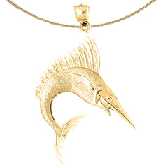Sterling Silver Marlin Pendant (Rhodium or Yellow Gold-plated)