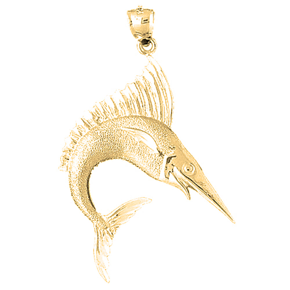 Yellow Gold-plated Silver Marlin Pendant