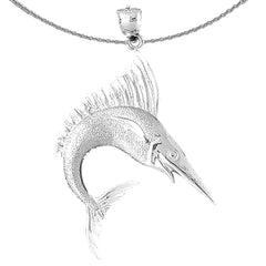 Sterling Silver Marlin Pendant (Rhodium or Yellow Gold-plated)