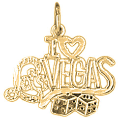 Yellow Gold-plated Silver I Love Las Vegas Pendant