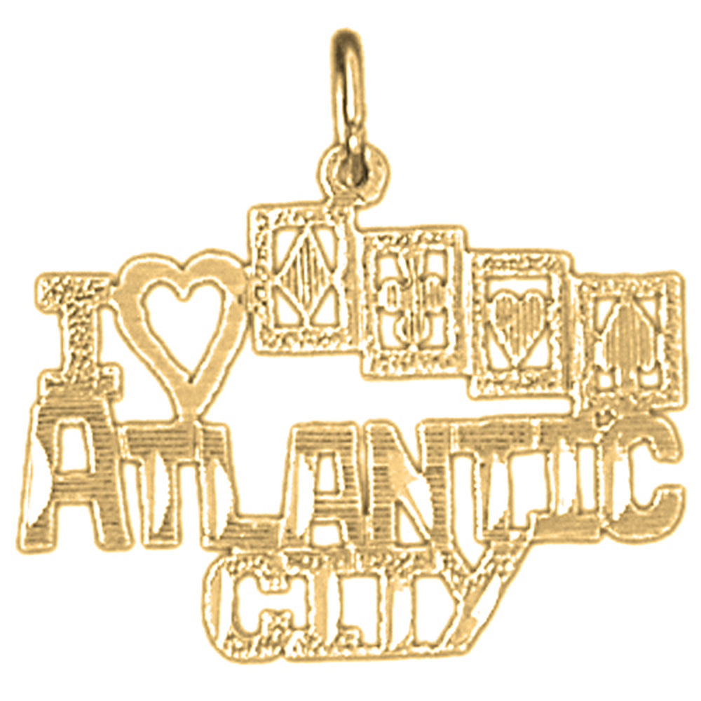 Yellow Gold-plated Silver I Love Atlantic City Pendant