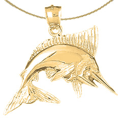 Sterling Silver Marlin Pendant (Rhodium or Yellow Gold-plated)