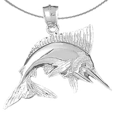 Sterling Silver Marlin Pendant (Rhodium or Yellow Gold-plated)