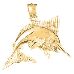 Yellow Gold-plated Silver Marlin Pendant