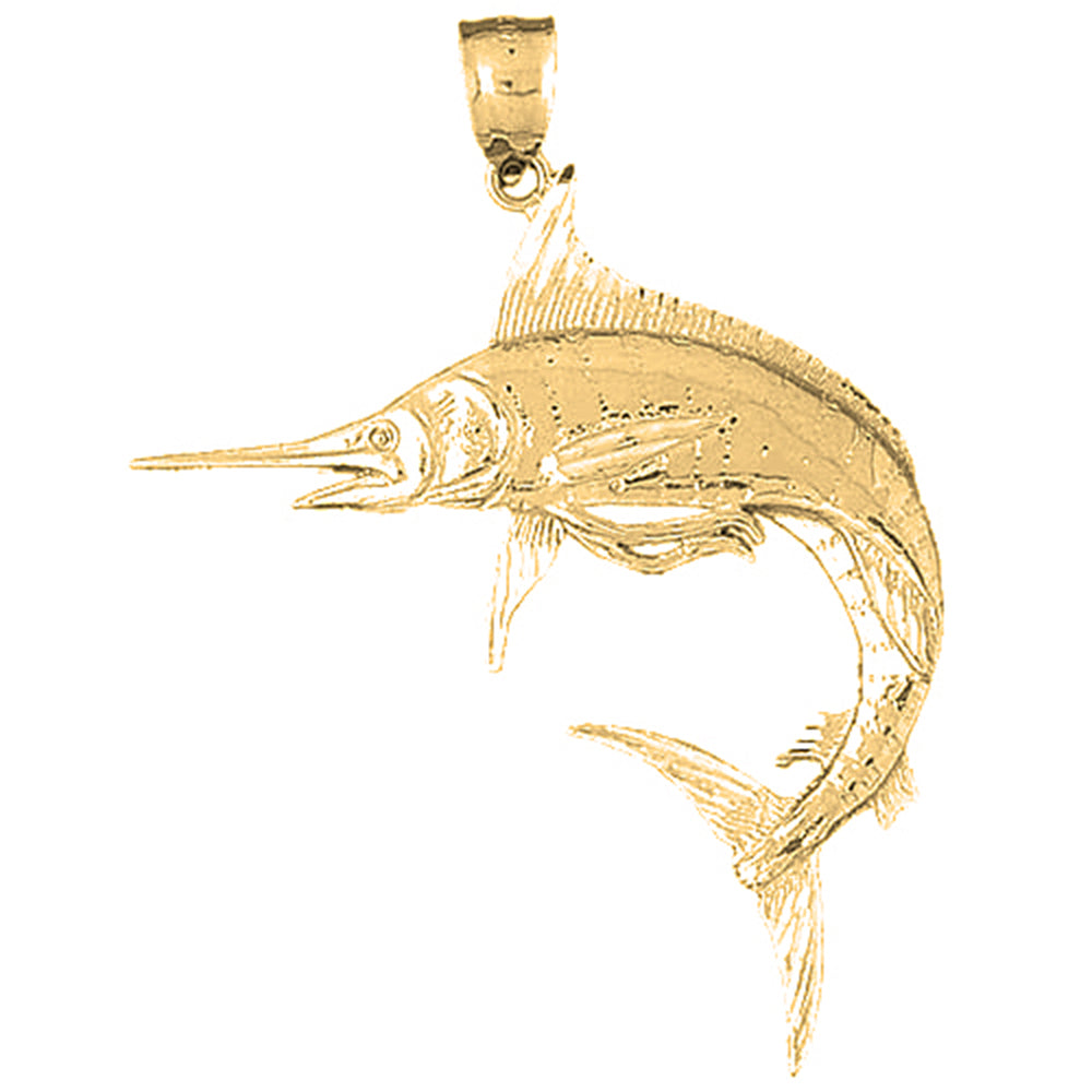 Yellow Gold-plated Silver Marlin Pendant