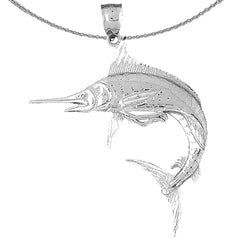 Sterling Silver Marlin Pendant (Rhodium or Yellow Gold-plated)