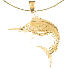 Sterling Silver Marlin Pendant (Rhodium or Yellow Gold-plated)