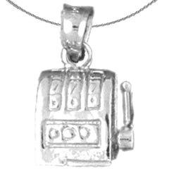 Colgante de máquina tragamonedas de plata de ley (bañado en rodio o oro amarillo)