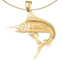 Sterling Silver Marlin Pendant (Rhodium or Yellow Gold-plated)