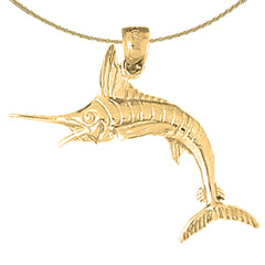 Sterling Silver Marlin Pendant (Rhodium or Yellow Gold-plated)