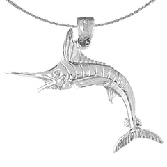 Sterling Silver Marlin Pendant (Rhodium or Yellow Gold-plated)