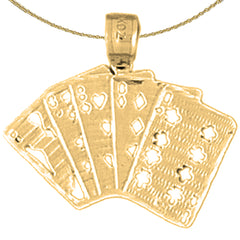 Sterling Silver Playing Cards, Straight Pendant (Rhodium or Yellow Gold-plated)