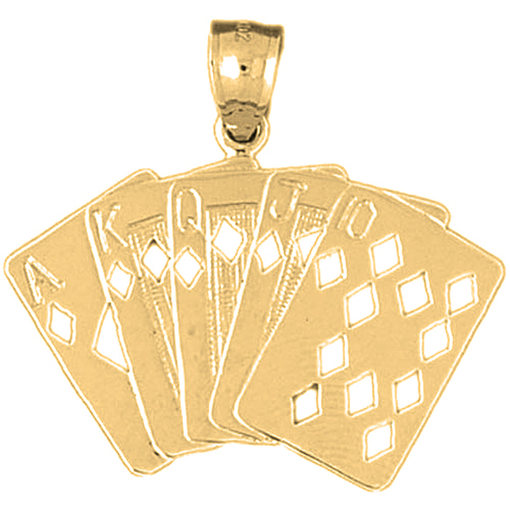 Yellow Gold-plated Silver Playing Cards, Flush Pendant