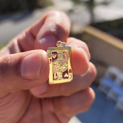Naipes de plata de ley, colgante de rey de corazones (bañado en rodio o oro amarillo)