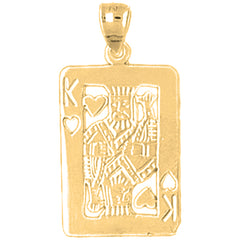 Yellow Gold-plated Silver Playing Cards, King Of Hearts Pendant