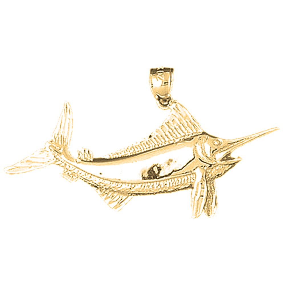 Yellow Gold-plated Silver Marlin Pendant