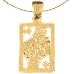 Sterling Silver Playing Cards, Queen Of Spades Pendant (Rhodium or Yellow Gold-plated)