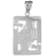 Sterling Silver Playing Cards, Queen Of Hearts Pendant