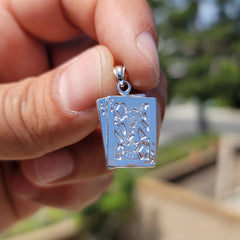 Colgante de naipes, as y rey de plata de ley (chapado en rodio o oro amarillo)