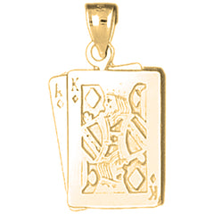 Yellow Gold-plated Silver Playing Cards, Ace And King Pendant