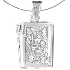 Colgante de naipes, as y jota de plata de ley (chapado en rodio o oro amarillo)