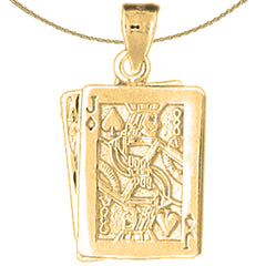 Colgante de naipes, as y jota de plata de ley (chapado en rodio o oro amarillo)