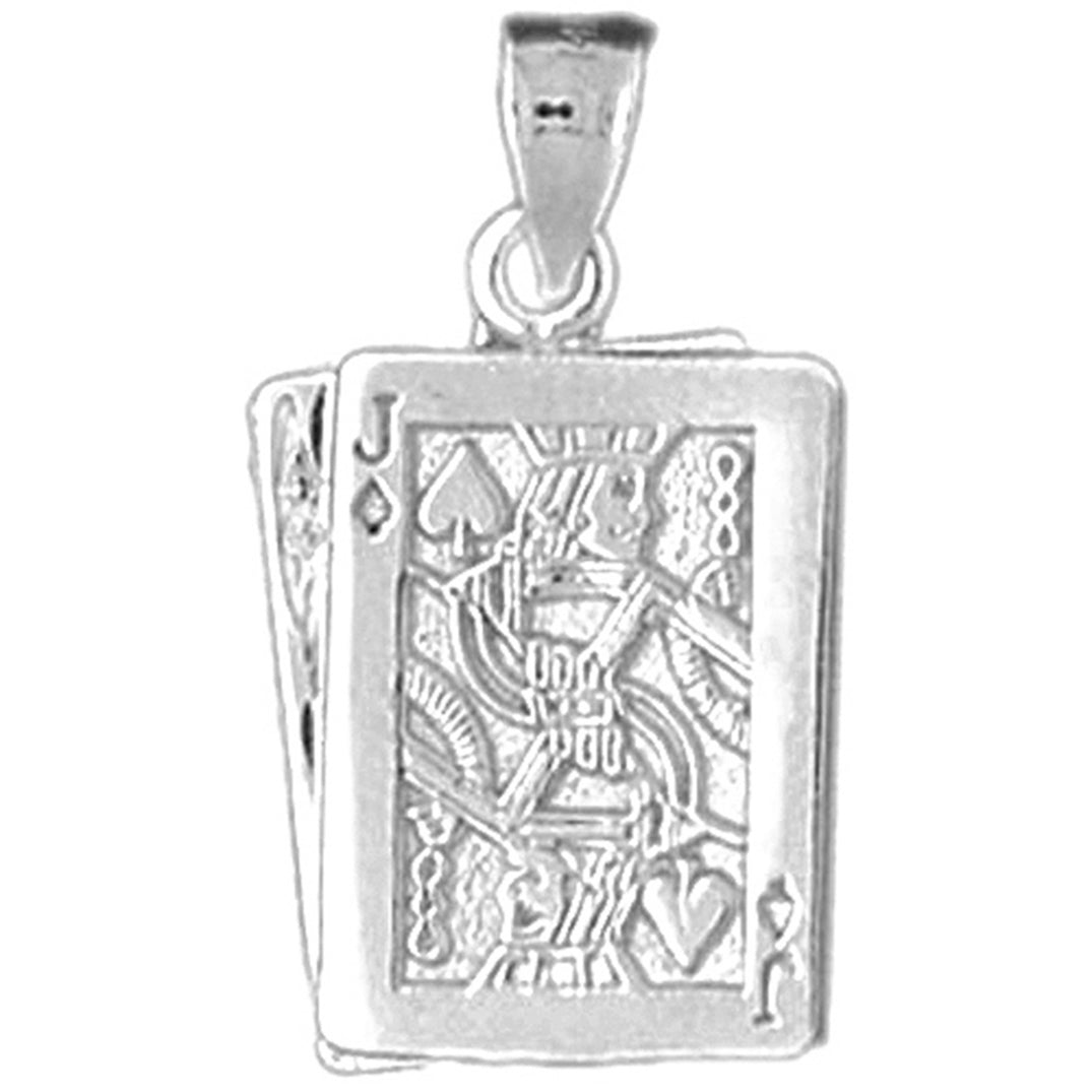Sterling Silver Playing Cards, Ace And Jack Pendant