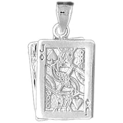 Sterling Silver Playing Cards, Ace And Jack Pendant