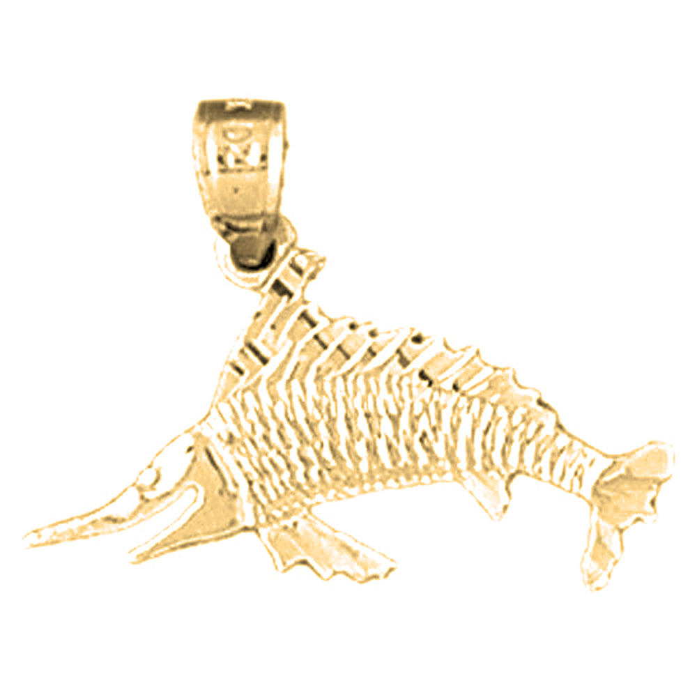 Yellow Gold-plated Silver Marlin Pendant