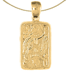 Naipes de plata de ley, colgante de reina de corazones (bañado en rodio o oro amarillo)