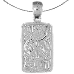 Naipes de plata de ley, colgante de reina de corazones (bañado en rodio o oro amarillo)