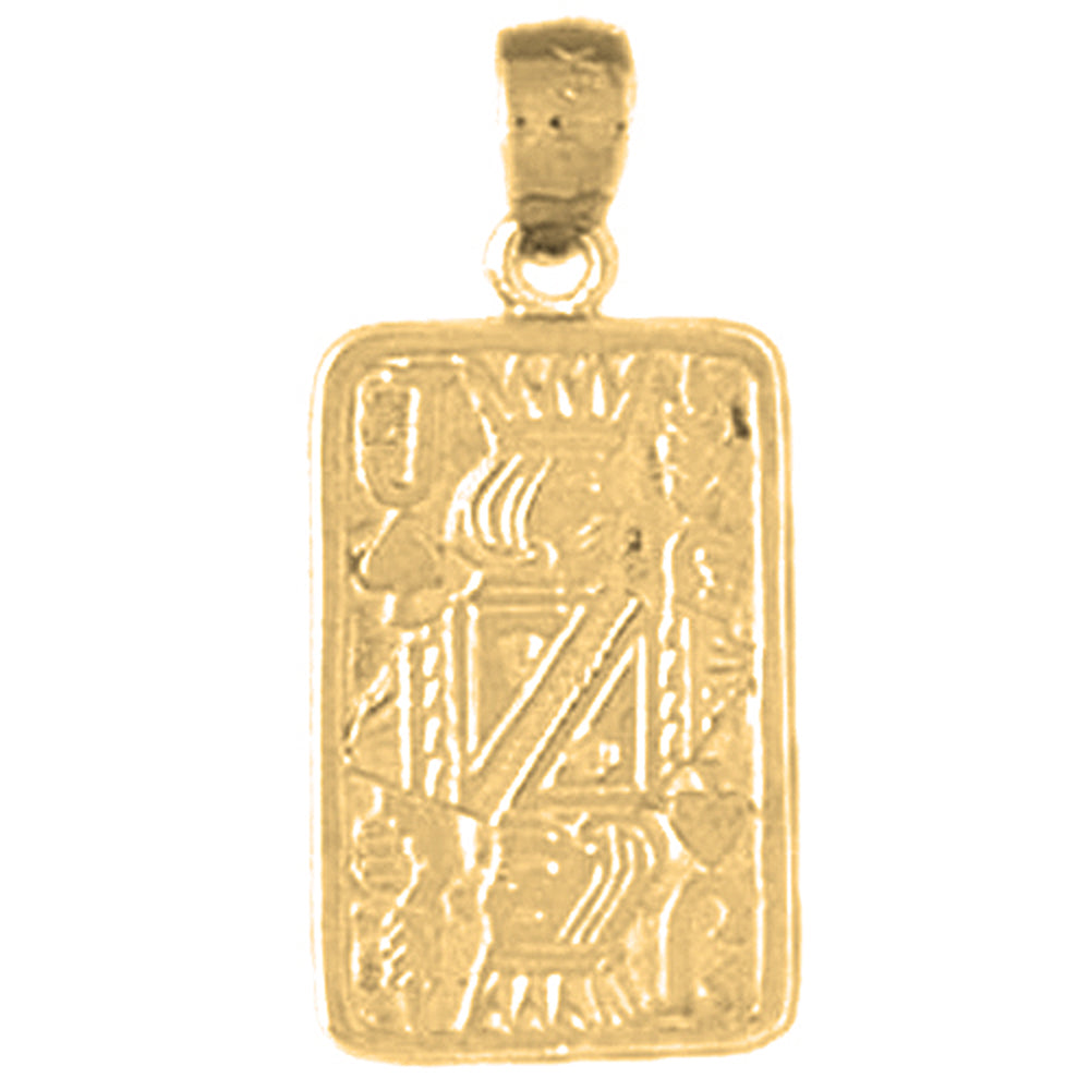 Yellow Gold-plated Silver Playing Cards, Queen Of Hearts Pendant
