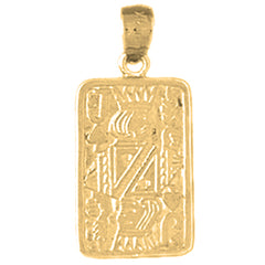 Yellow Gold-plated Silver Playing Cards, Queen Of Hearts Pendant