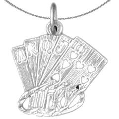 Naipes de plata de ley, colgante Lucky Flush (chapado en rodio o oro amarillo)