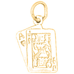 Yellow Gold-plated Silver Playing Cards, 21, Ace And Jack Pendant