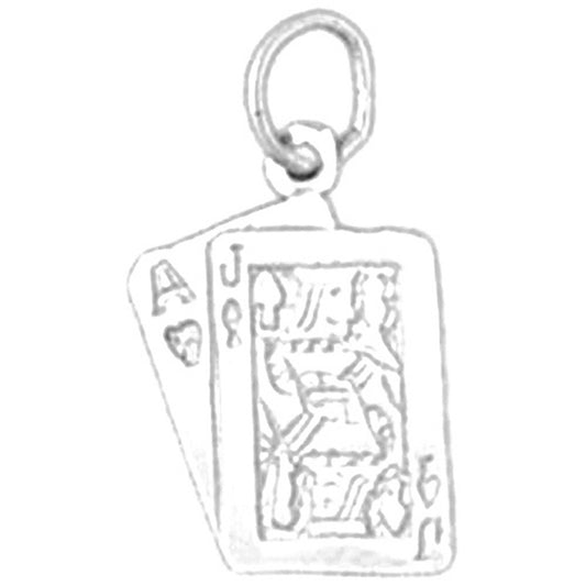 Sterling Silver Playing Cards, 21, Ace And Jack Pendant