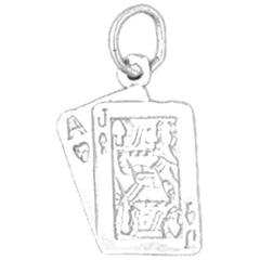 Sterling Silver Playing Cards, 21, Ace And Jack Pendant