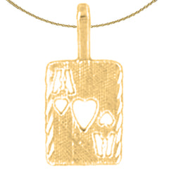 Naipes de plata de ley, colgante con as de corazones (bañado en rodio o oro amarillo)