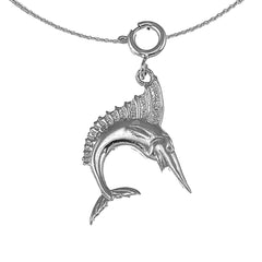 Colgante Marlin de plata de ley (bañado en rodio o oro amarillo)