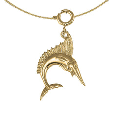 Colgante Marlin de plata de ley (bañado en rodio o oro amarillo)