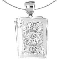 Spielkartenanhänger aus Sterlingsilber, 21, Ass und Bube (rhodiniert oder gelbvergoldet)