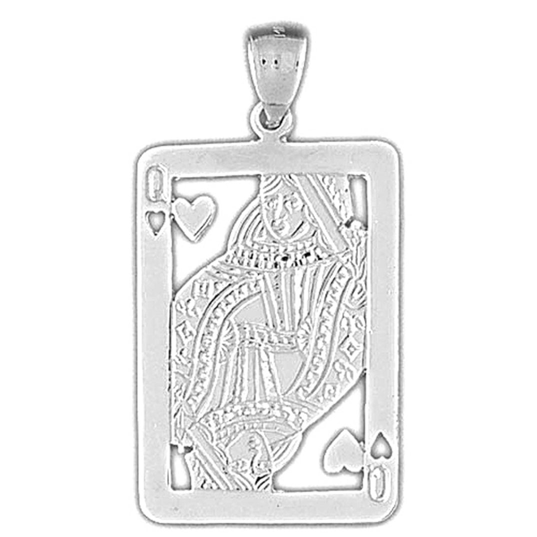 Sterling Silver Playing Cards, Queen Of Hearts Pendant