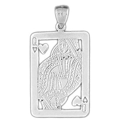 Sterling Silver Playing Cards, Queen Of Hearts Pendant