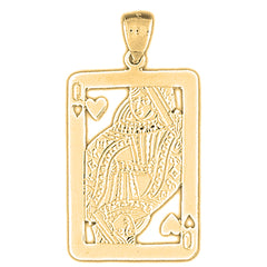 Yellow Gold-plated Silver Playing Cards, Queen Of Hearts Pendant