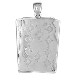 Sterling Silver Playing Cards, 21, Ace And Queen Pendant