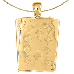 Spielkartenanhänger aus Sterlingsilber, 21, Ass und Dame (rhodiniert oder gelbvergoldet)