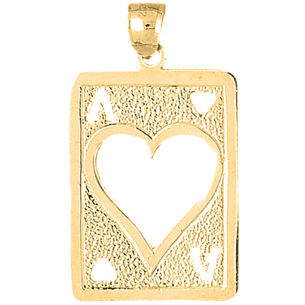 Yellow Gold-plated Silver Playing Cards, Ace Of Hearts Pendant